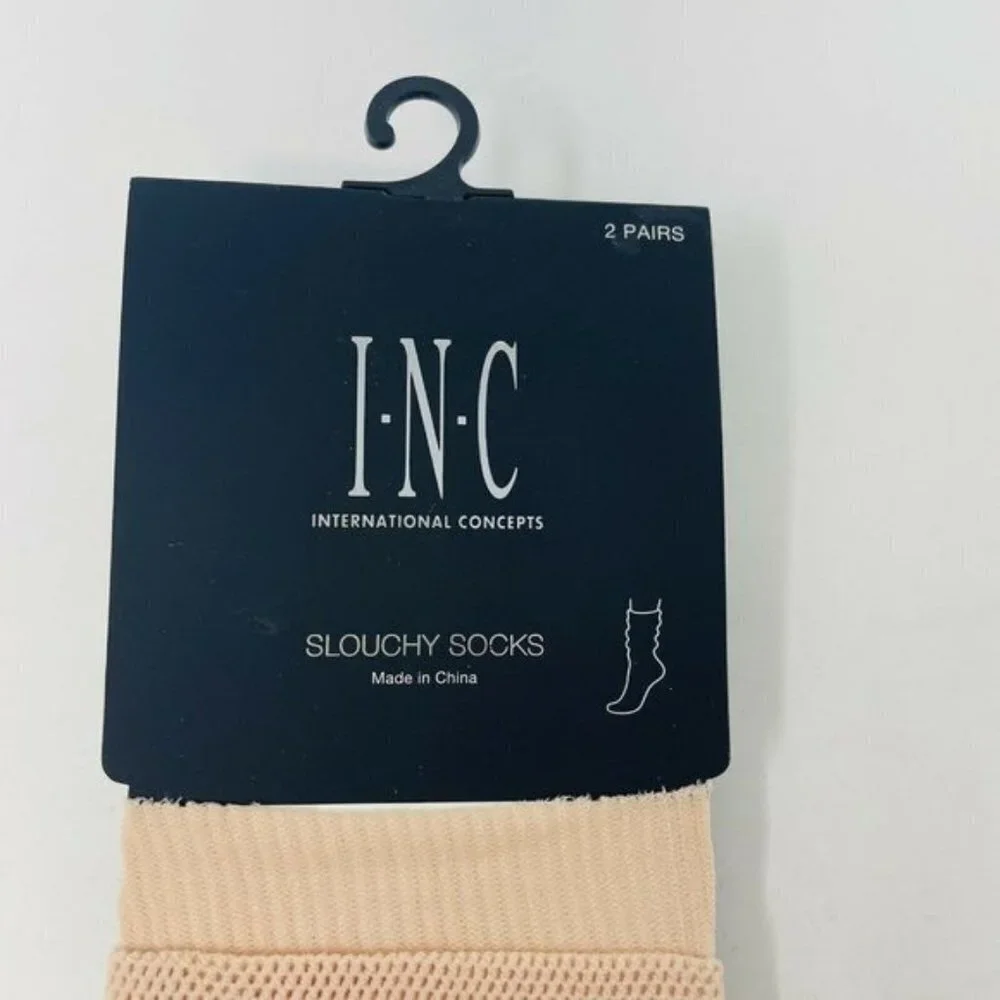 INC International Concepts‎ One Size 2 Pack Slouchy Fashion Socks Pink Black $15